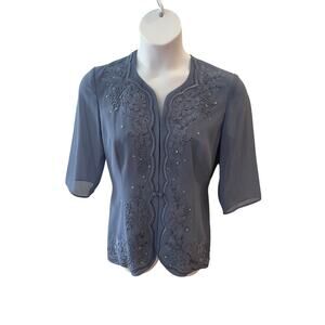 R&M RICHARDS, SIZE 10, BLUE FORMAL JACKET, EMBROIDERED